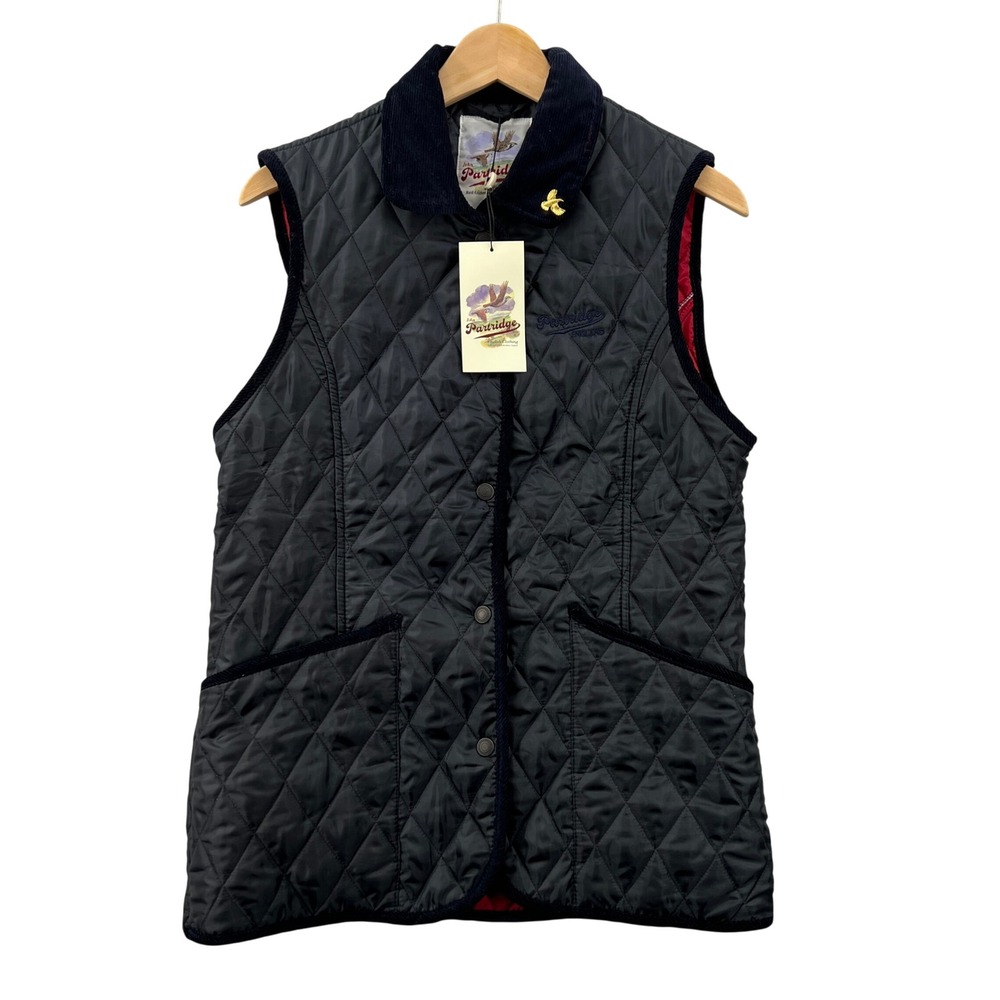 NEW John Partridge Moorland Gilet Vest Mens M Navy Quilted Corduroy Trim British